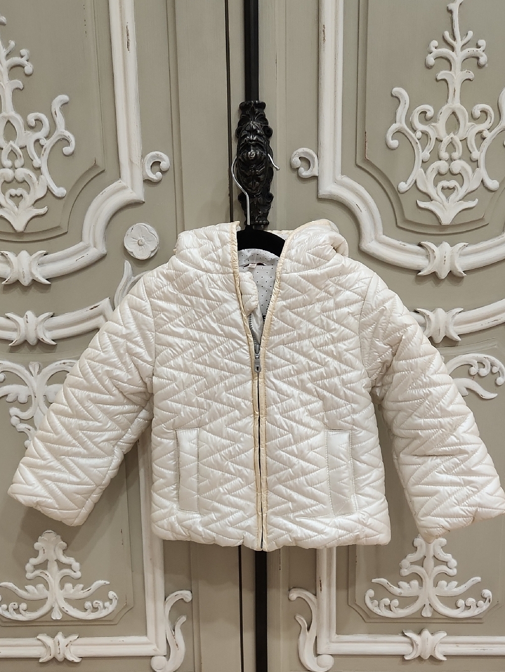 Fox & Finch Baby Girls' Cream Quilted Hooded Jacket Size 18 Months